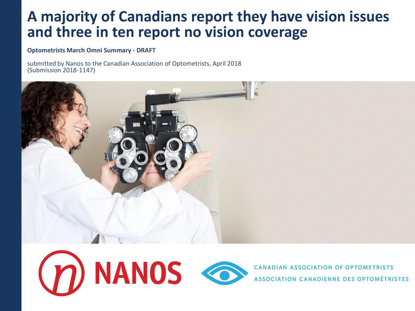 A majority of Canadians report they have vision issues