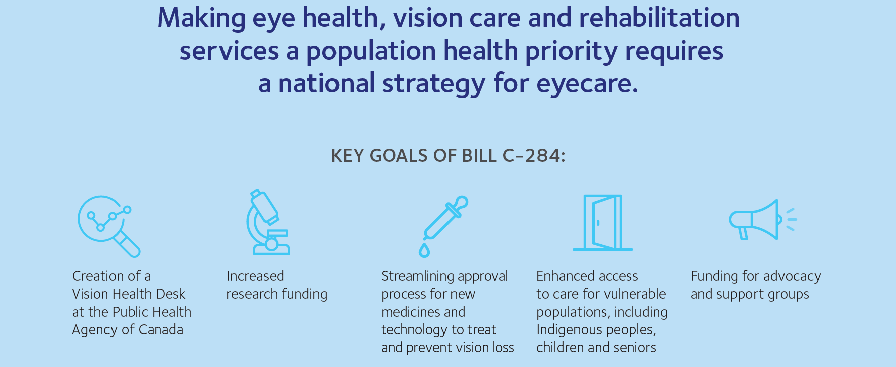 Bill C-284 An Act to establish a national strategy for eye care infographic