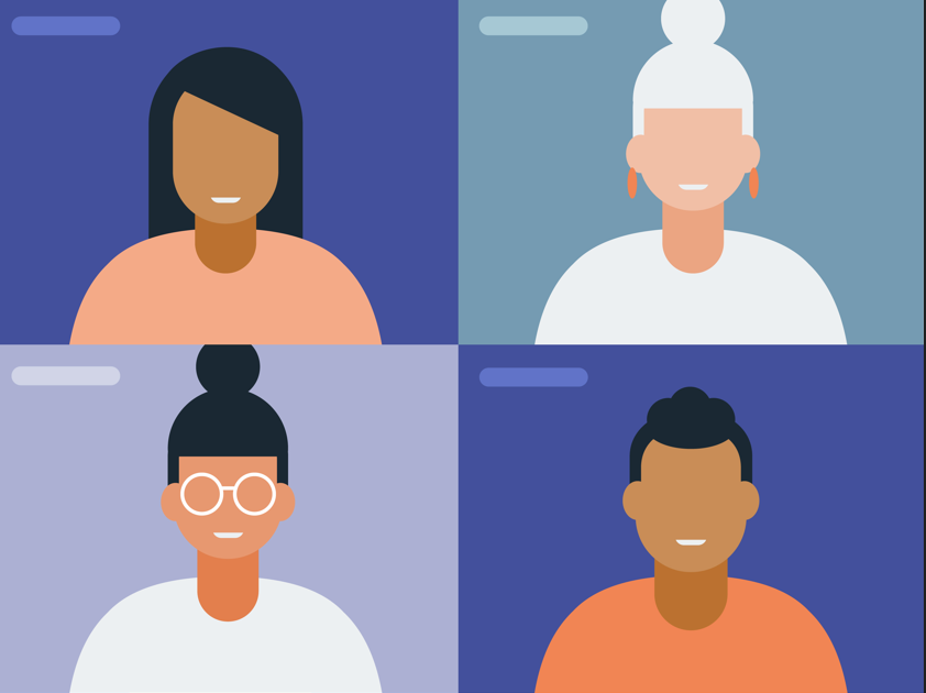illustration of four optometry students