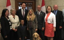 Photo of the Eye Health Coalition with Justin Trudeau