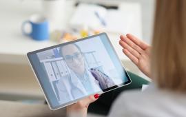 Patient talking to optometrist online