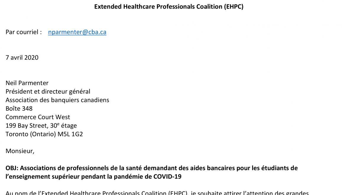 Associations de professionnels de la santé demandant des aides bancaires pour les étudiants de l’enseignement supérieur pendant la pandémie de COVID-19