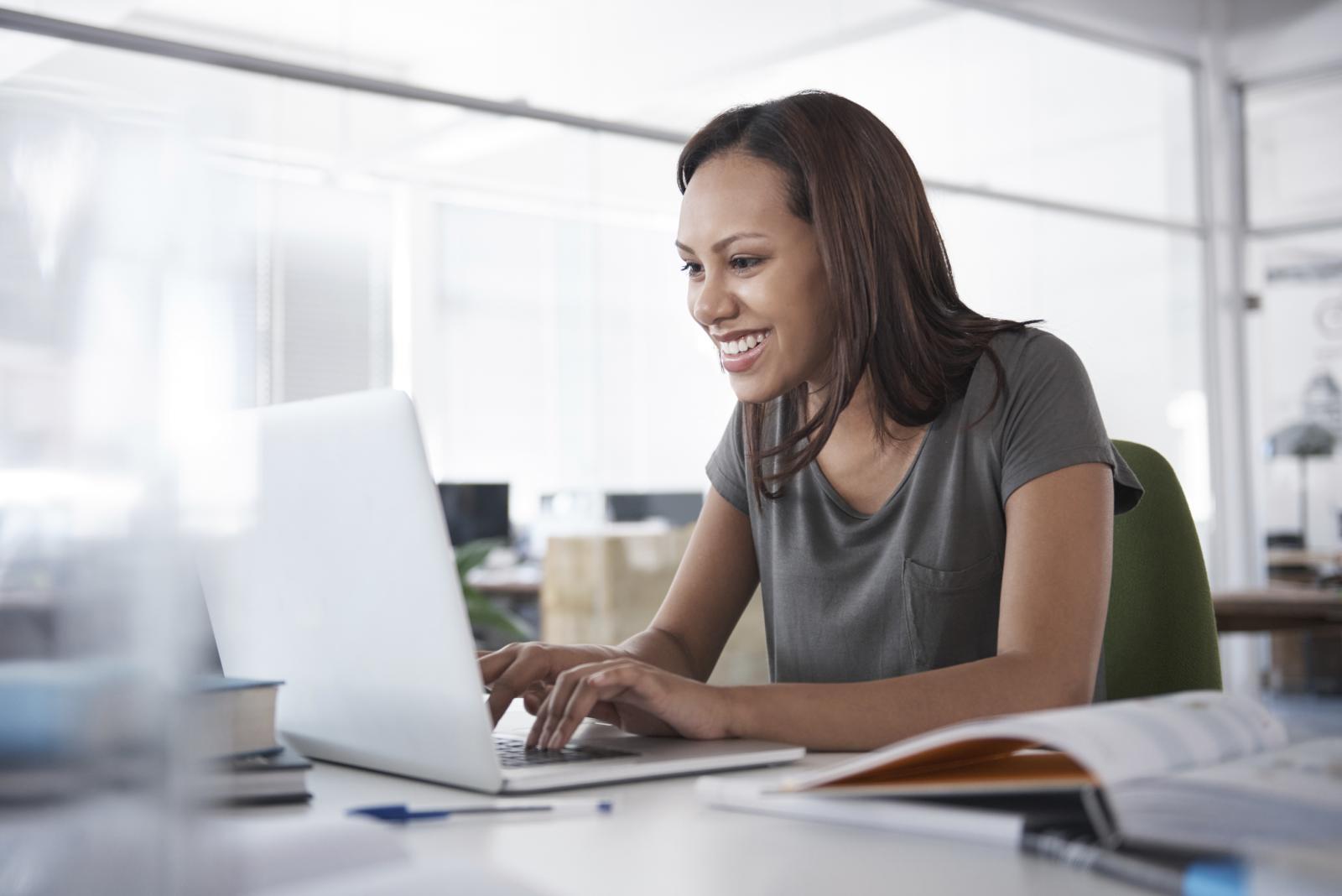 Young woman working on a computer